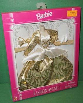 Mattel - Barbie - Fashion Avenue - Deluxe - Gold Metallic Brocade Gown - Outfit
